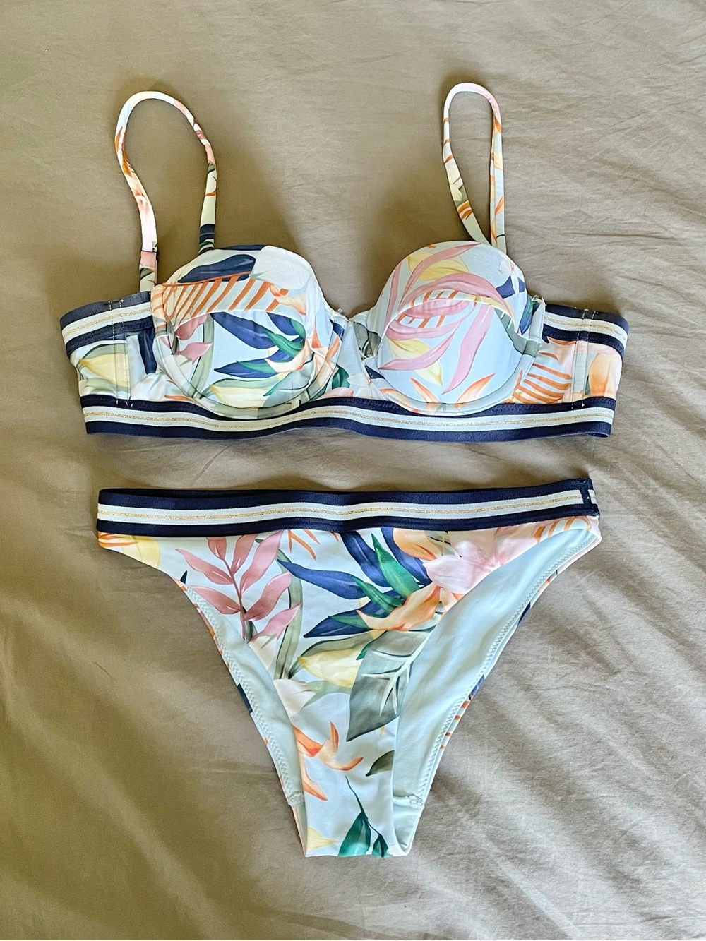 H&M Pastel Floral Underwire Bikini - Blue, Pink, Green